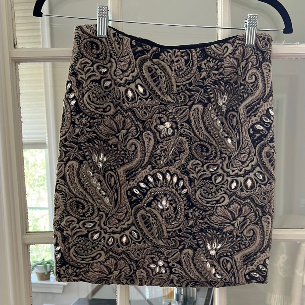 Guess Black and Brown Embellished Pencil Skirt